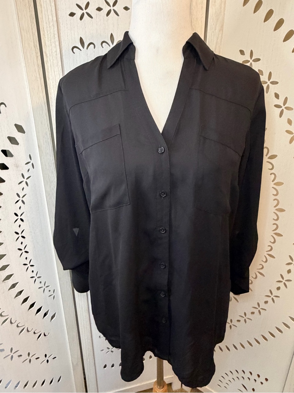 Express Portofino Button Tab Sleeve Blouse